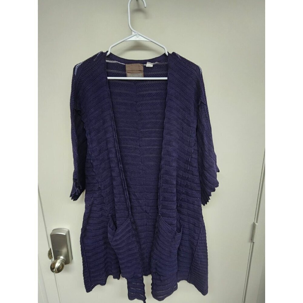 GUINEVERE Anthropologie Dark Blue Cashmere Blend Knit Open Front Cardigan Size M